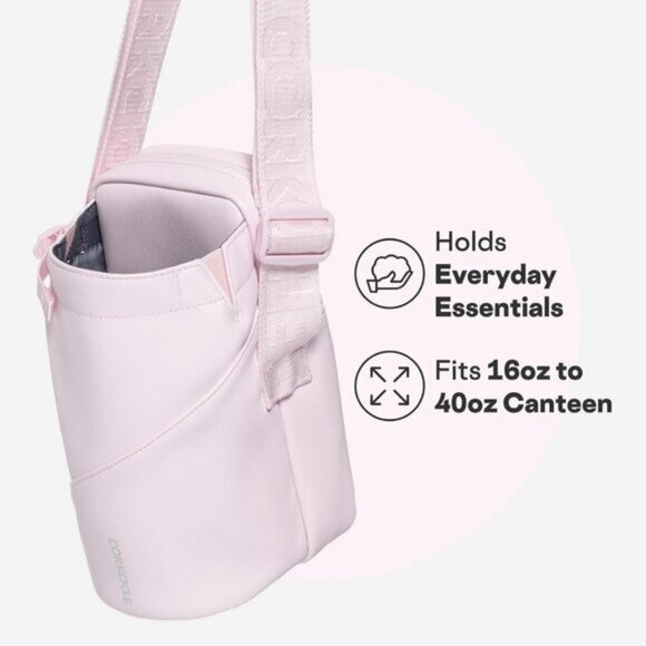 ⚡Corkcicle Rose Quart Crossbody Tumblers Water Bottle Adjustable Strap Sling Bag - Picture 3 of 7